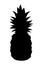 Black silhouette of pineapple on a white background. Vector illustration.