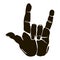 Black silhouette realistic rock n roll hand gesture icon graphic