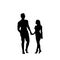 Black Silhouette Romantic Couple Holding Hands Full Length Isolated Over White Background Lovers Man And Woman