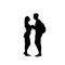 Black Silhouette Romantic Couple Holding Hands Looking At Each Other Isolated Over White Background Lovers Man And Woman