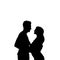 Black Silhouette Romantic Couple Holding Hands Looking At Each Other Isolated Over White Background Lovers Man And Woman