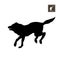 Black silhouette of running wolf on white background. Forest animals. Detailed isolated image