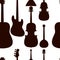 Black silhouette seamless pattern of classical musical instrument collection cartoon design vector illustration