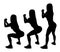 Black silhouette of set of sporty woman doing squats.