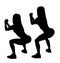 Black silhouette of set of sporty woman doing squats.