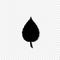 Black silhouette of single leaf icon on transparent