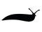 Black silhouette slug cartoon animal design flat vector illustration isolated on white background