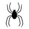 Black silhouette spider isolated on white background