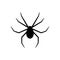 Black silhouette of spider isolated on white background. Halloween decorative element. Vector illustration for any design