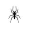 Black silhouette of spider isolated on white background. Halloween decorative element. Vector illustration for any design