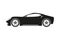 Black silhouette of a sports car on a white background