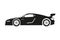 Black silhouette of a sports car on a white background