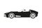 Black silhouette of a sports car on a white background