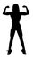 Black silhouette of sporty woman demonstrated her muscular athletic body.