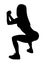 Black silhouette of sporty woman doing squats.