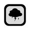 Black silhouette square frame with rain storm weather icon