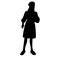 Black silhouette of a stylish girl with a hat, a woman in a dress, Victorian era