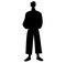 Black silhouette of a stylish Korean guy, Chinese male