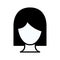 Black silhouette thick contour of front view faceless woman with short hair