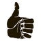 Black silhouette thumbs up icon graphic