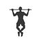 Black silhouette of tightening man. Horizontal bar. Outdoor fitness. Young active boy. Isolated workout image