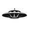 Black silhouette of UFO with. Flying saucer. Unknown flying object. Guest from space. Vector object