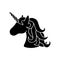 Black silhouette of unicorn`s head vector