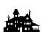 Black silhouette of a Victorian house. Vector illustration.