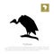 Black silhouette of a vulture on a white background. African animals