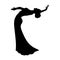 Black silhouette of a woman dancing oriental belly dancing. Tribal dance. Arabic dance.