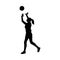 Black silhouette of woman playing volleyball - female athlete blocking the ball