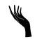 Black silhouette of woman\\\'s hand with beautiful long fingers. Witchery fortune telling astrology tarot concept. Logo element