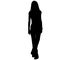 Black silhouette woman standing, people on white background