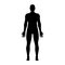 Black silhouette of a young man. Perfect figure of a person