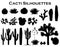 Black silhouettes of cactuses, agave, joshua tree, and prickly pear. Vector illustration