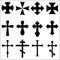 Black Silhouettes of crosses: Catholic, Christian, Celtic, pagan