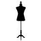 Black silhouettes of mannequins for sewing on a white background. vintage female dummy dress mannequin. flat style