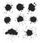 Black silhouettes splatters vector collection.