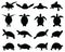 Black silhouettes of turtles