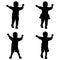 Black silhouettes young children on white background