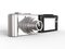 Black and silver modern compact digital photo camera