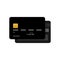 Black simple credit card template on grey background. Vector Illustration.