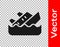 Black Sinking cruise ship icon isolated on transparent background. Travel tourism nautical transport. Voyage passenger