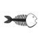 Black skeleton fish icon, scary fishbone anatomy