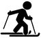 Black Skier Flat Icon on White Background