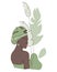 Black skin woman body silhouette in traditional hair hat. Beauty ethnic character of African, American with simple