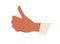 Black-skinned hand of man showing thumb up gesture, approving smth. OK, Like and Yes sign. Good positive feedback