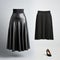 Black Skirt And High Heel Shoes On Gray Background