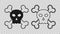 Black Skull on crossbones icon isolated on transparent background. Happy Halloween party. Vector