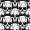 Black skull pattern on white background